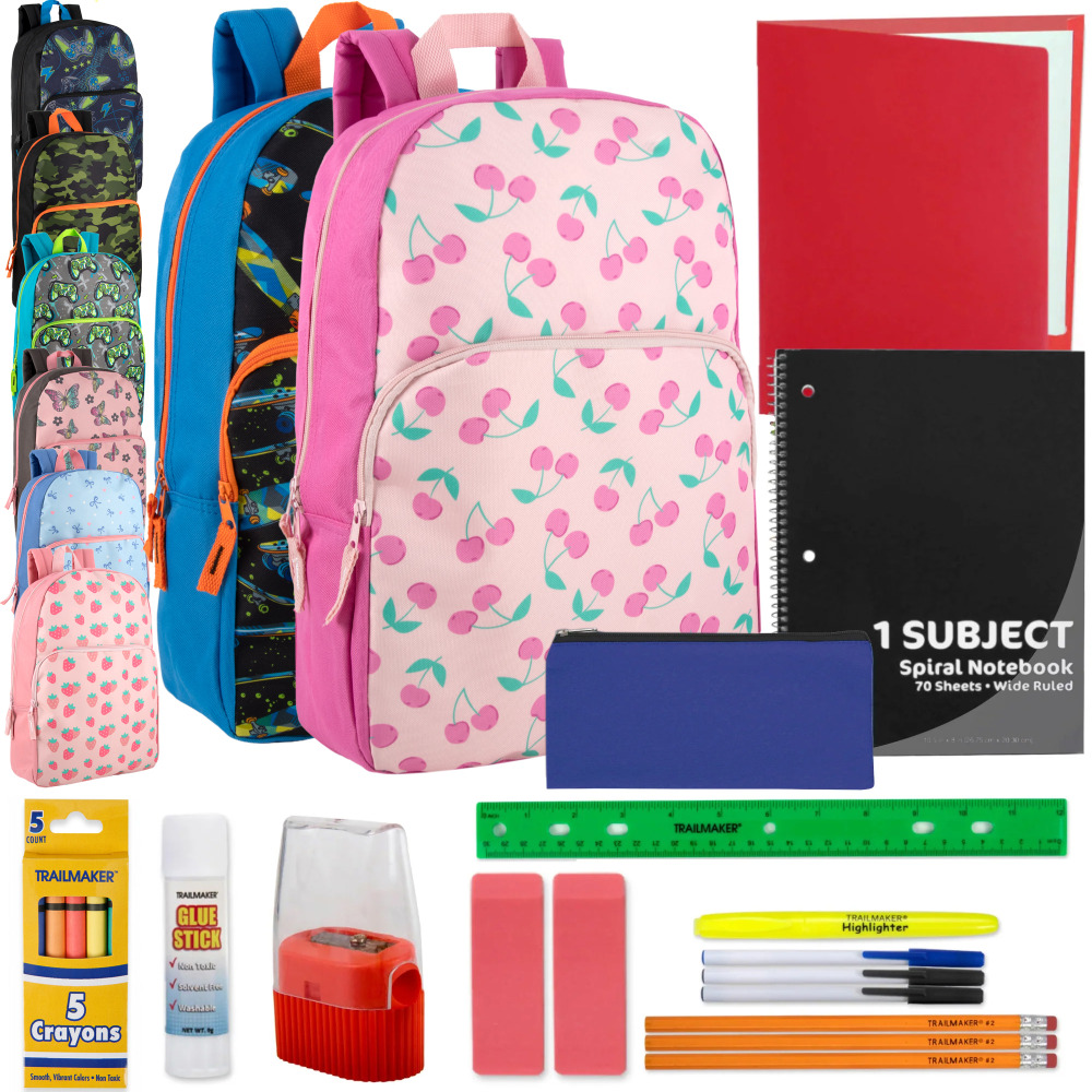 Trailmaker Backpacks With 20-Piece School Supply Kits, Assorted, Total Qty 24 MPN:4429SSQ24