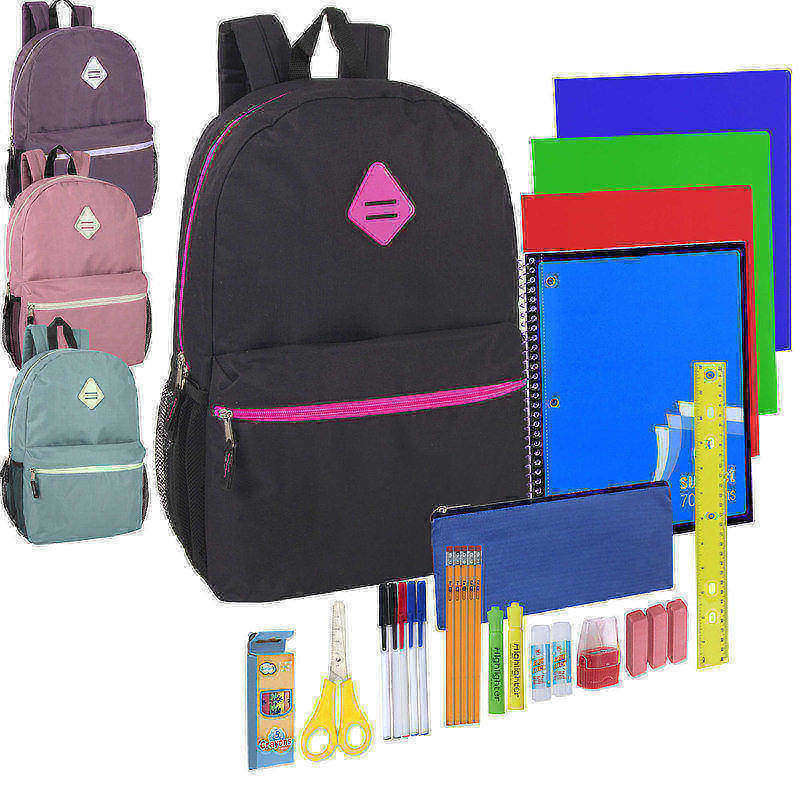 Trailmaker Girls Backpacks With 30-Piece School Supply Kits, Assorted Colors, Pack Of 12 Sets MPN:5051SSQ12