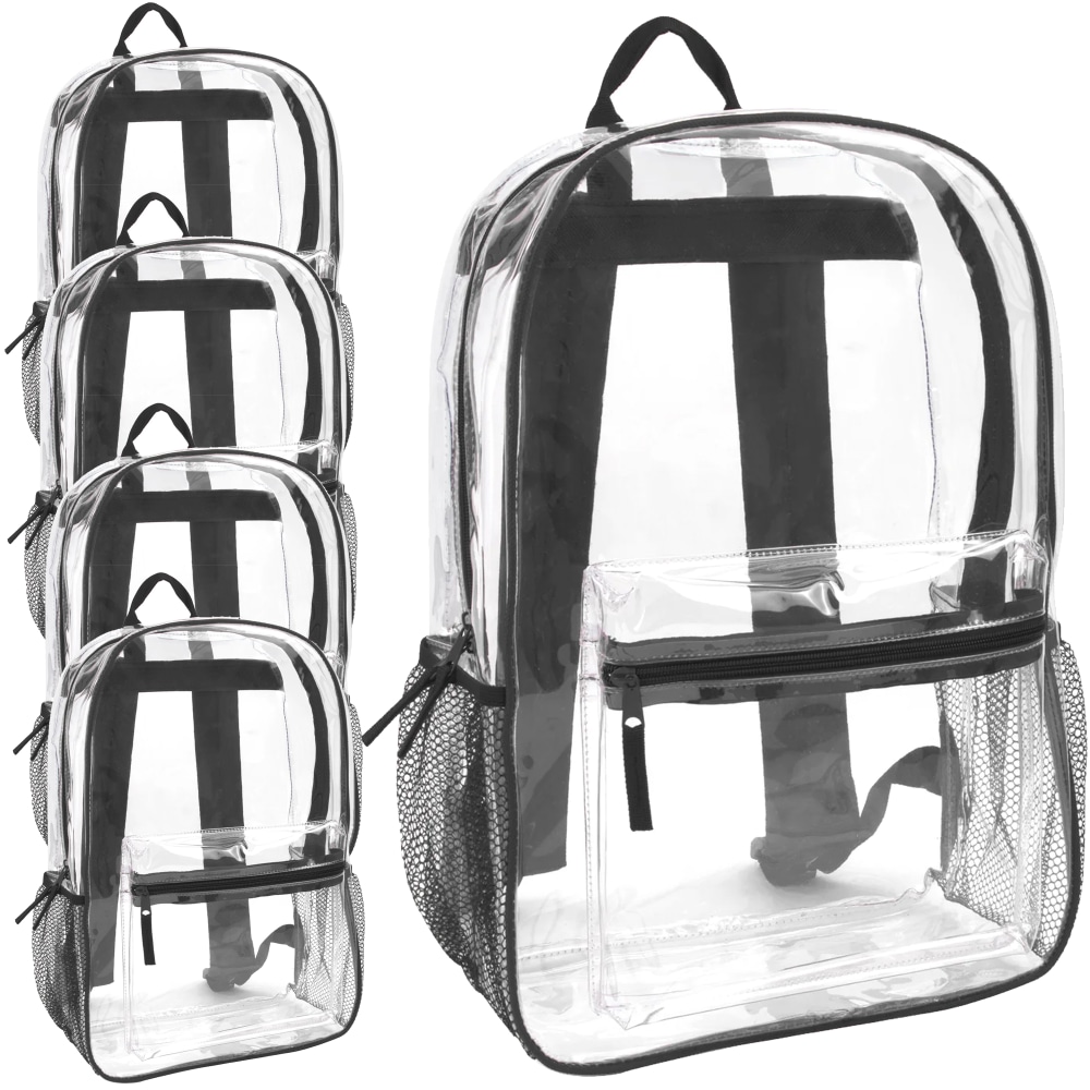 Summit Ridge Classic Clear Backpacks, Black Trim, Case Of 24 Backpacks MPN:7054BLKQ24
