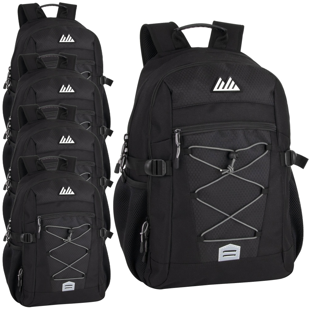 Trailmaker Casepack Bungee Backpacks, Black, Pack Of 24 Backpacks MPN:7064Q24