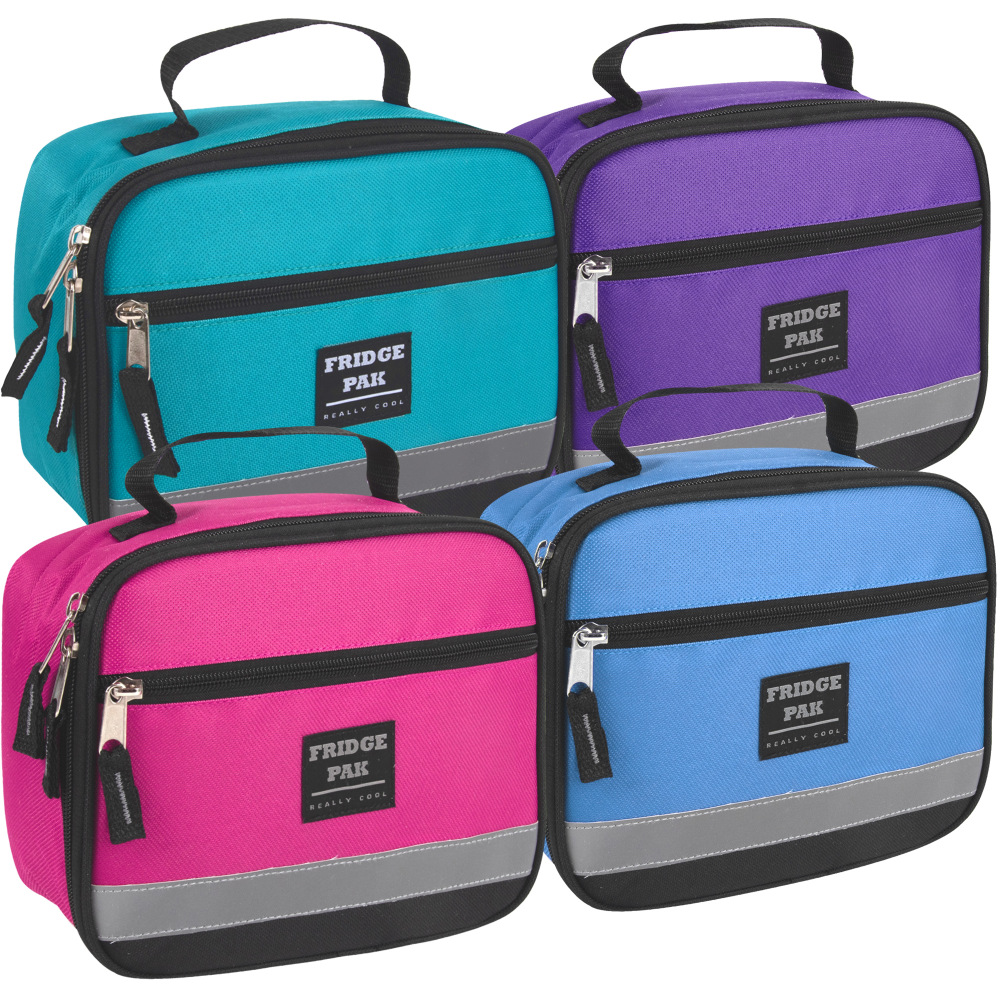 Fridge Pak Lunch Boxes With Clips, 7-1/4inH x 9inW x 4inD, Pink/Teal/Purple/Blue, Pack Of 24 Lunch Boxes MPN:2546Q24