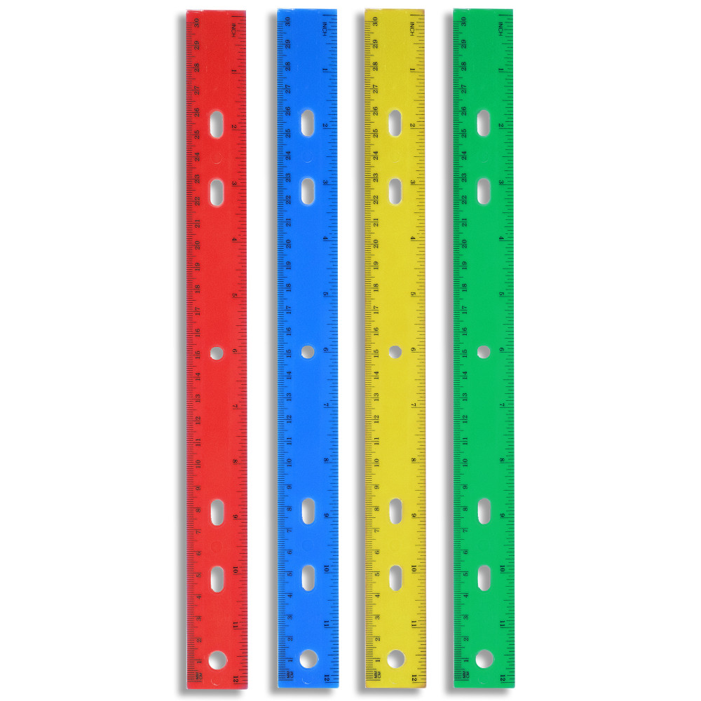 Trailmaker Plastic Rulers, 12in x 1-1/4in, Assorted Colors, Case Of 100 Rulers MPN:SS7325Q100