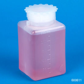 Bottle with Screwcap Wide Mouth Square Graduated PE (Cap Polypropylene) 250mL 50/Pack 600611