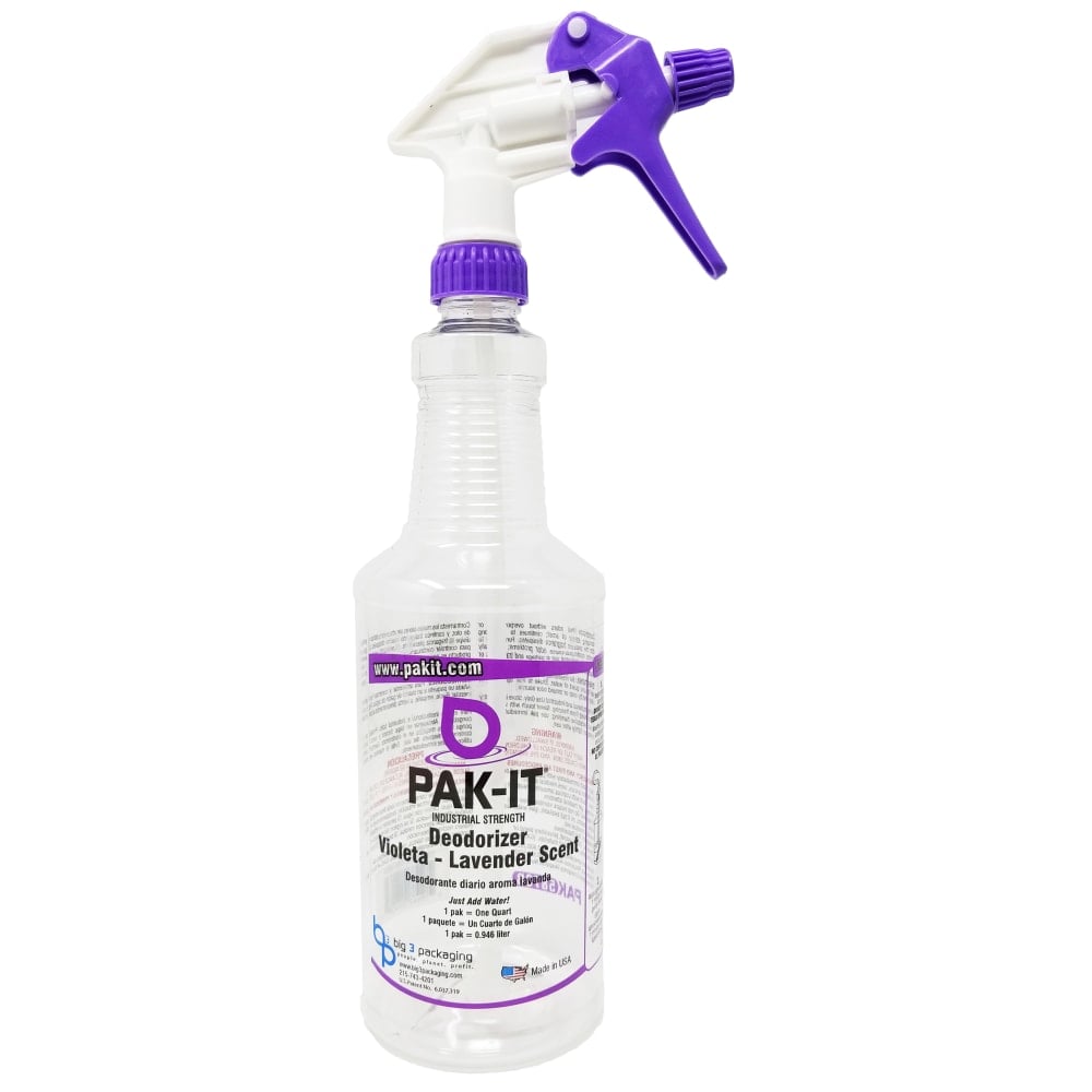 PAK-IT Color-Matching Trigger Spray Bottle, For Industrial-Strength Deodorizer, Violeta Lavender Scent, 32 Oz, Purple (Min Order Qty 17) MPN:PAK5873B-12