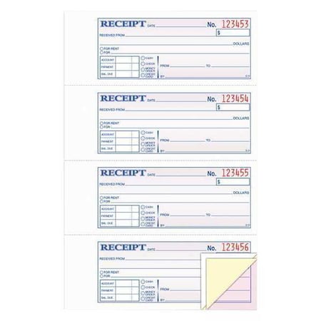Money/Rent, Receipt Book, 3-Part MPN:TC1182