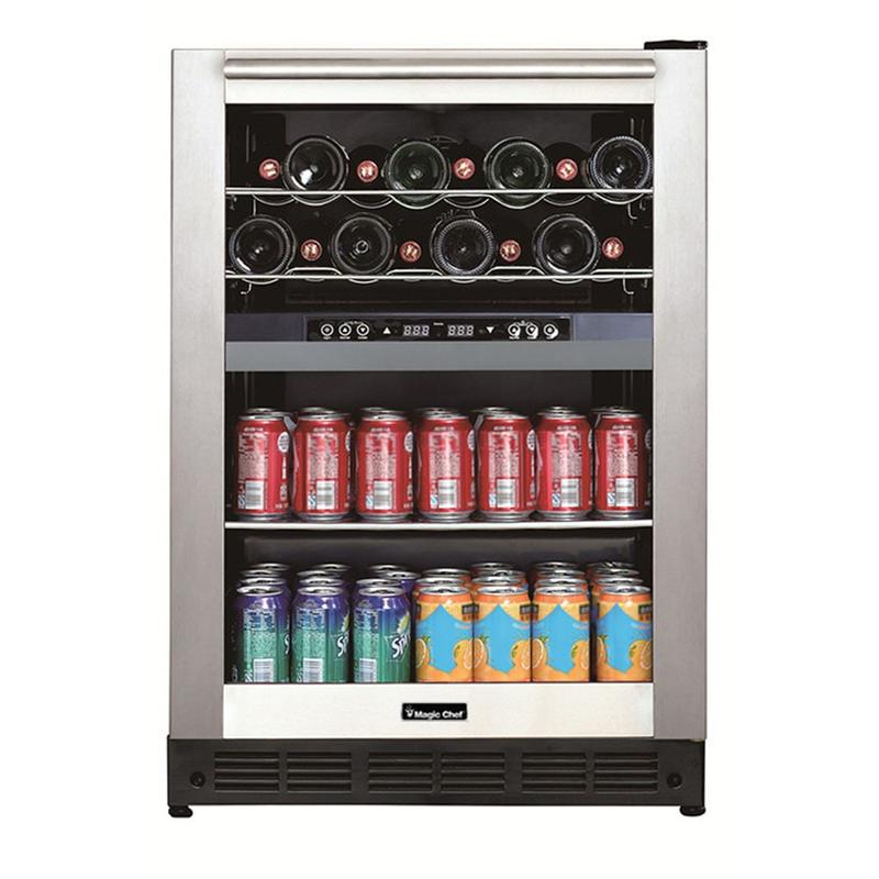 Magic Chef Dual-Zone Built-In Wine And Beverage Center, 13 Gallons, Stainless Steel MPN:BTWB530ST1