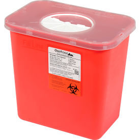 Oakridge Products 2 Gallon Sharps Container w/ Rotor Lid Red 0320-150R