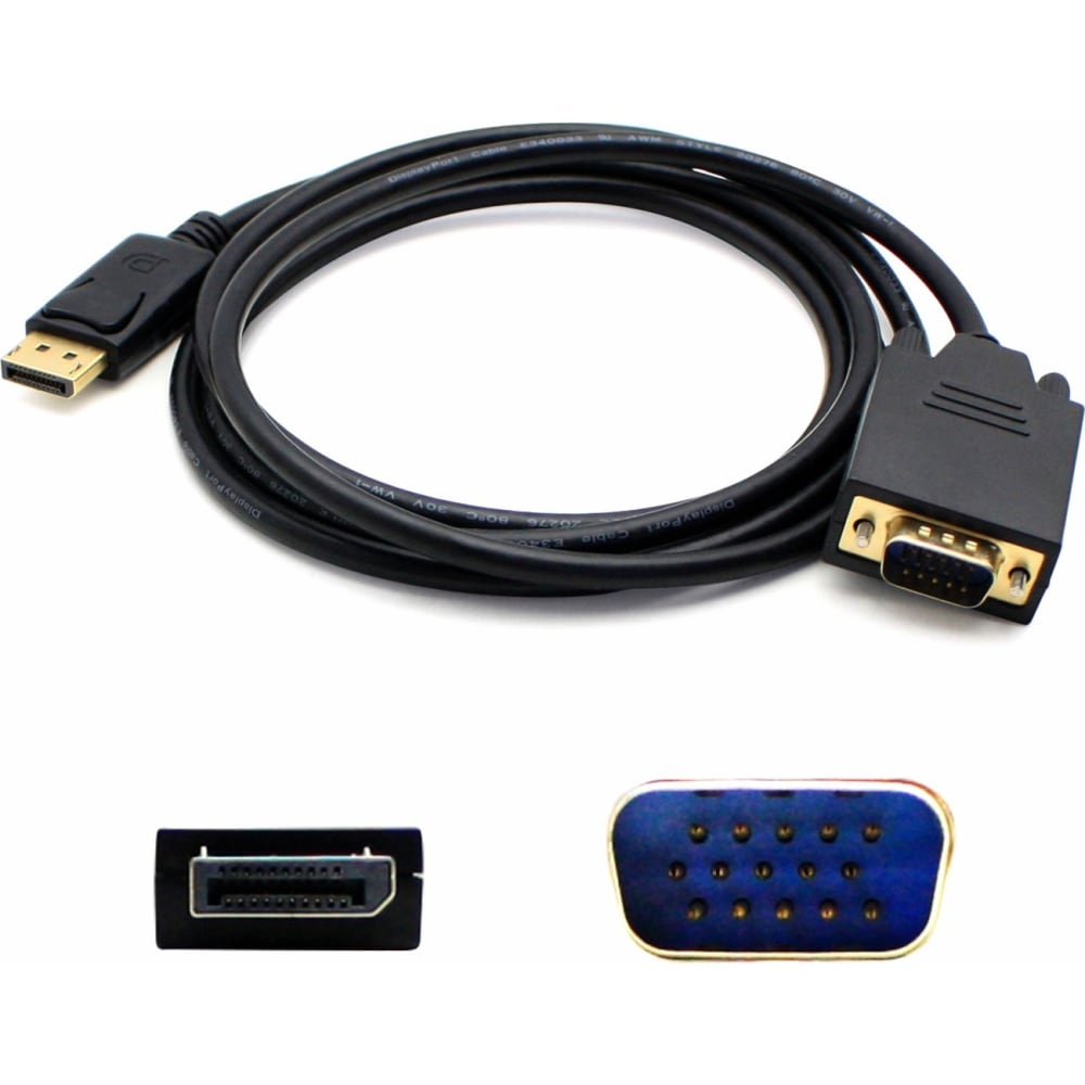 AddOn 6ft DisplayPort 1.2 Male to VGA Male Black Cable For Resolution Up to 1920x1200 (WUXGA), DISPORT2VGAMM6B MPN:DISPORT2VGAMM6B