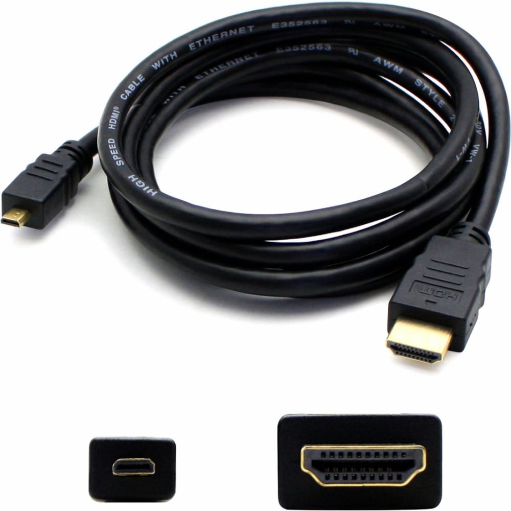 AddOn 5 Pack 3ft HDMI to Micro-HDMI Cable - HDMI cable - HDMI male to 19 pin micro HDMI Type D male - 1 m - black (pack of 5) MPN:HDMI2MHDMI3-5PK