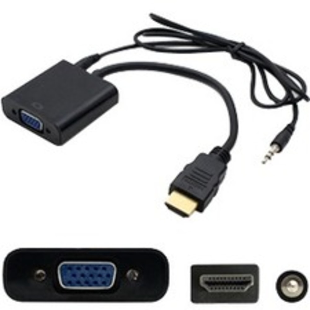 AddOn HDMI 1.3 Male to VGA Female Black Adapter Which Includes 3.5mm Audio and Micro USB Ports - HDMI2VGAA MPN:HDMI2VGAA