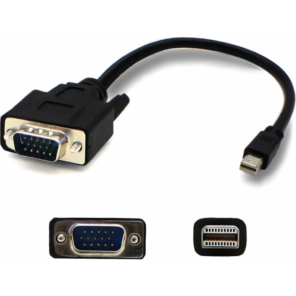 AddOn 6ft Mini-DisplayPort 1.1 Male to VGA Male Black Cable For Resolution Up to 1920x1200 (WUXGA), MDISPORT2VGAMM6B MPN:MDISPORT2VGAMM6B