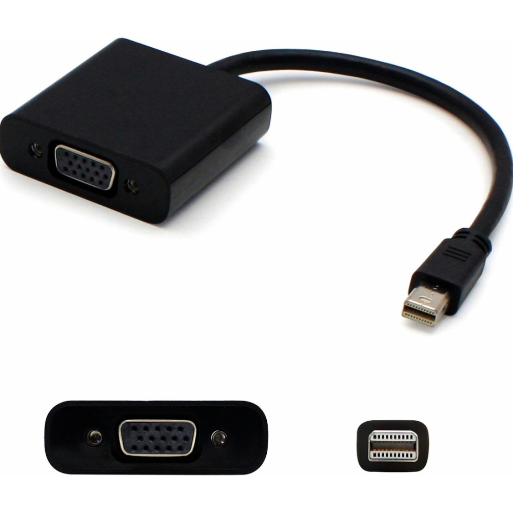 AddOn Mini-DisplayPort 1.1 Male to VGA Female Black Adapter Which Supports Intel Thunderbolt - MDP2VGAB MPN:MDP2VGAB