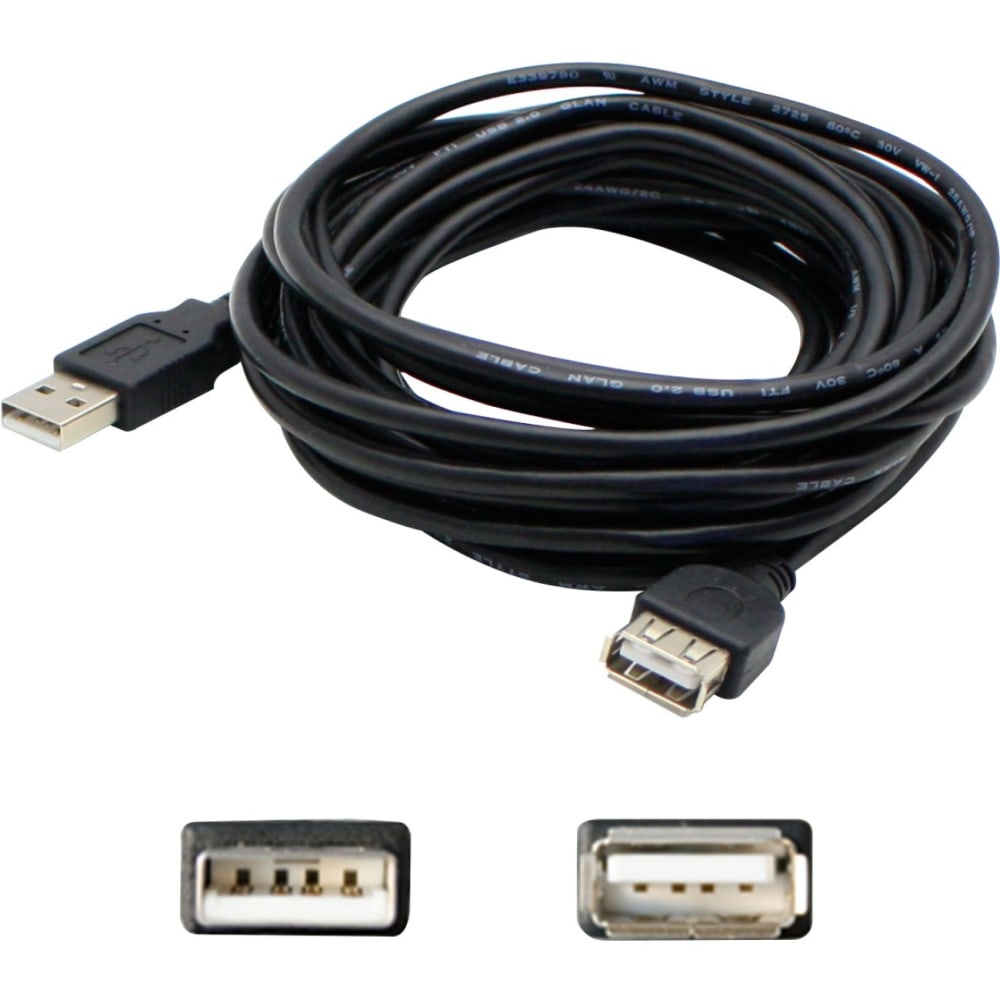 AddOn 5-Pack of 10ft USB A 2.0 Male to Female Black Cables, USBEXTAA10FB5PK MPN:USBEXTAA10FB-5PK
