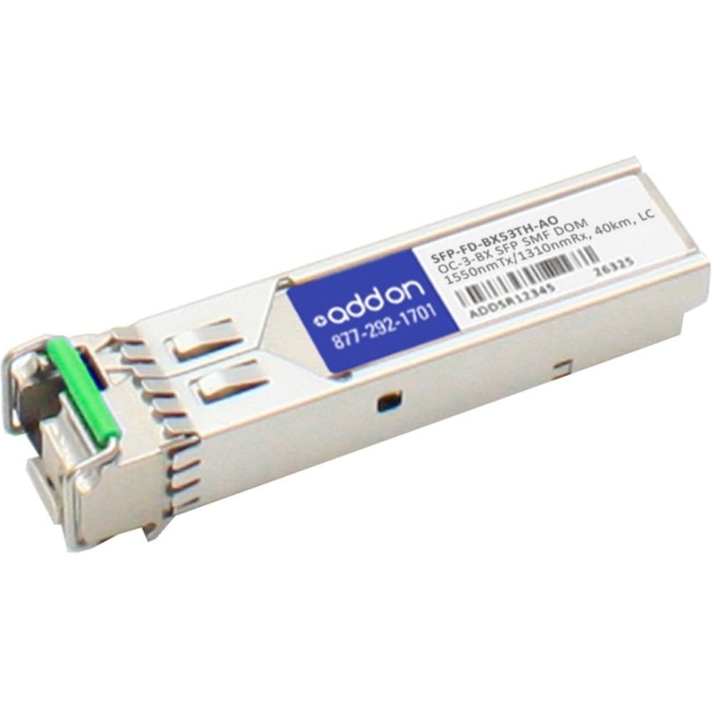 AddOn - SFP (mini-GBIC) transceiver module (equivalent to: MRV SFP-FD-BX53TH) - LC single-mode - up to 24.9 miles - SFPFDBX53THAO MPN:SFP-FD-BX53TH-AO