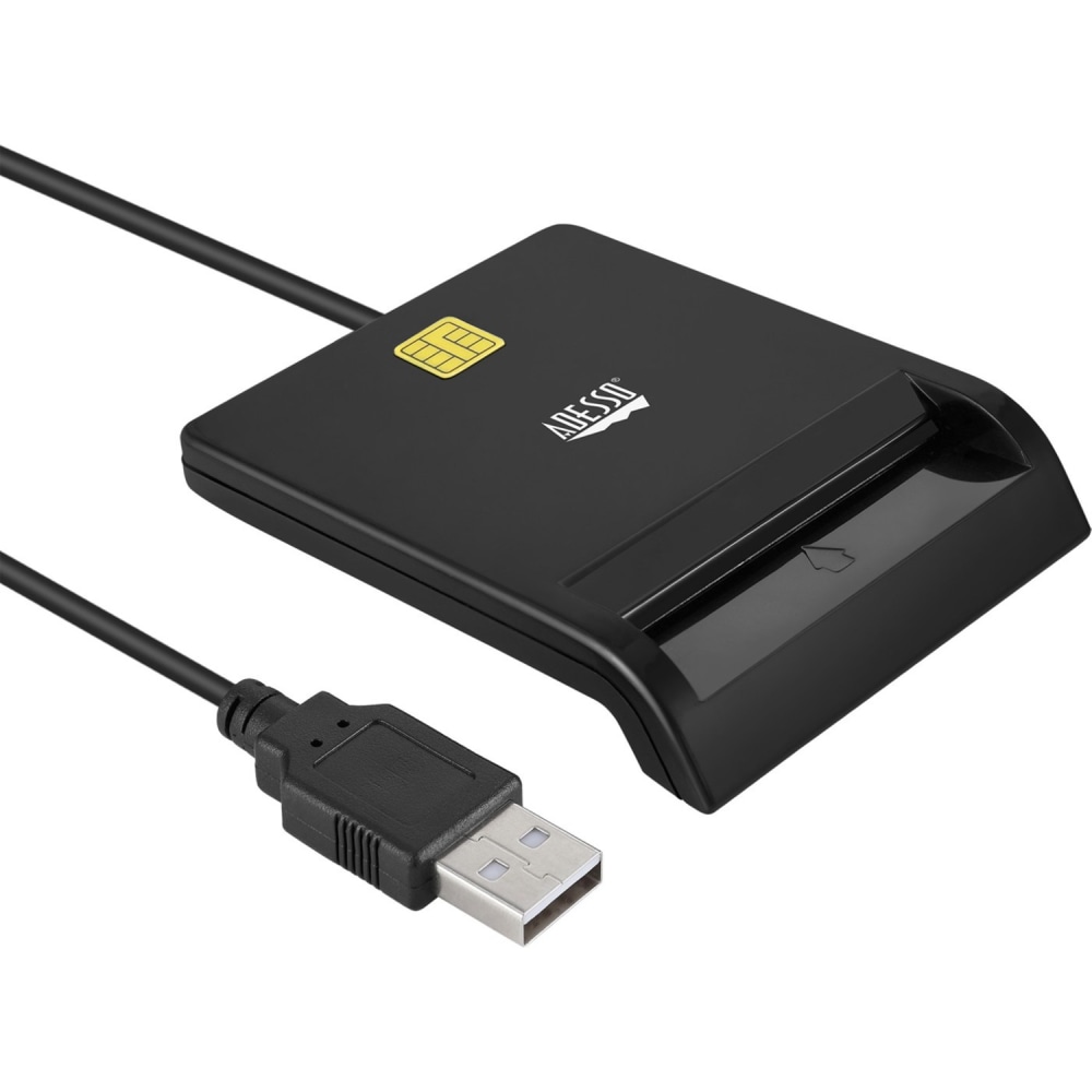 Adesso Smart Card Reader - Contact - Cable - USB 2.0 - Banking MPN:SCR-100