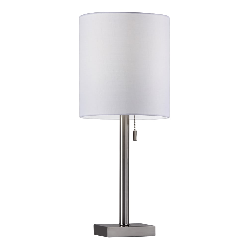 Adesso Liam Table Lamp, 22inH, White Shade/Brushed-Steel Base MPN:1546-22