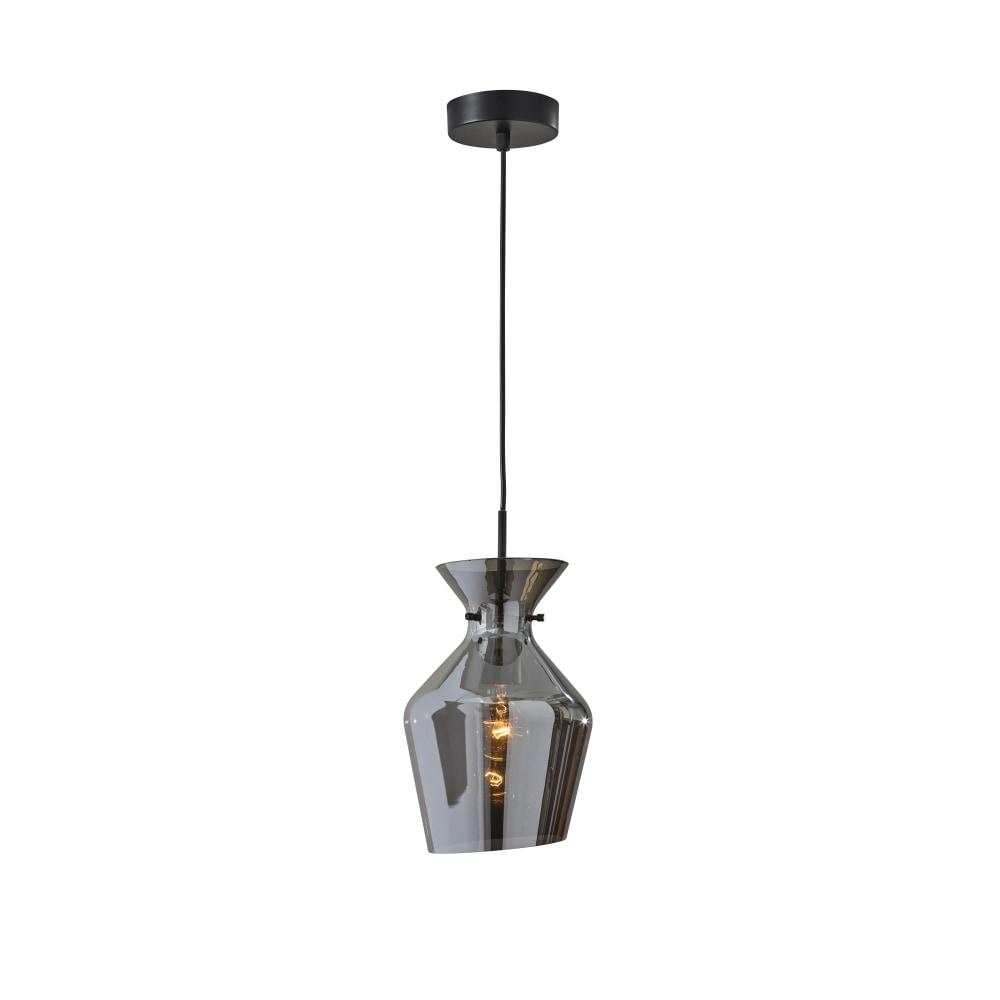 Adesso Tate Chandelier Pendant Lamp, 8inW, Mirrored Smoked Glass Shade/Black Base MPN:2161-01