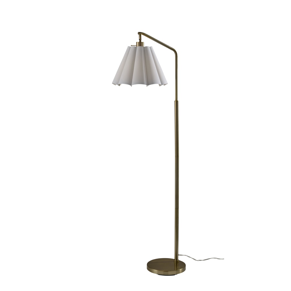 Adesso Lyra Floor Lamp, Antique Brass/White Fabric Shade MPN:2608-21