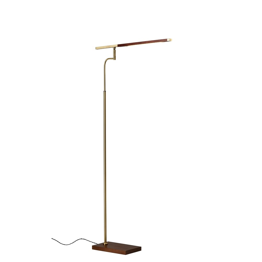 Adesso Barrett LED Floor Lamp, 62-1/2inH, Antique Brass/Walnut MPN:3047-15