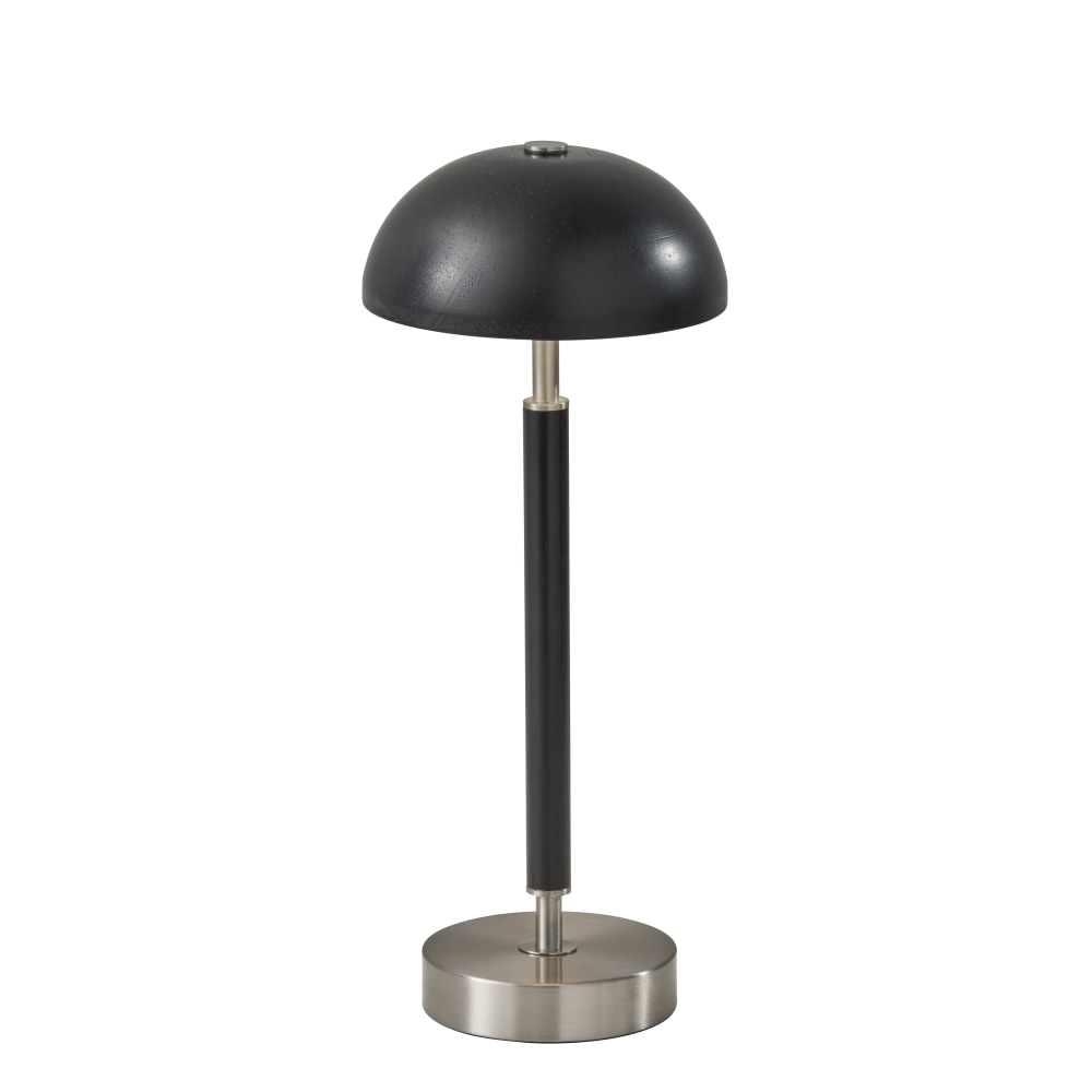 Adesso Ronny LED Cordless Table Lamp, 14-5/8inH, Black Shade/Brushed Steel & Black Base MPN:3064-01