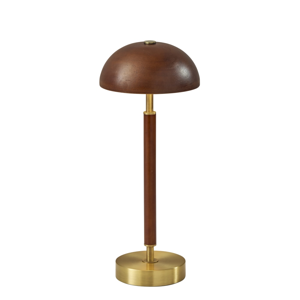 Adesso Ronny LED Cordless Table Lamp, 14-5/8inH, Walnut Shade/Antique Brass Base MPN:3064-15