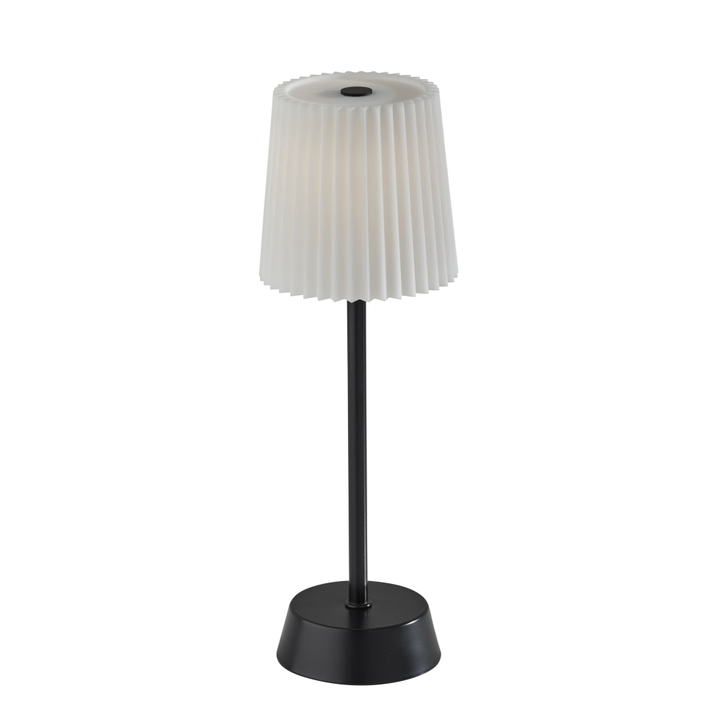 Adesso Bobby Cordless LED Indoor/Outdoor Table Lamp, 14inH, Off-White Shade/Black Base MPN:3076-01