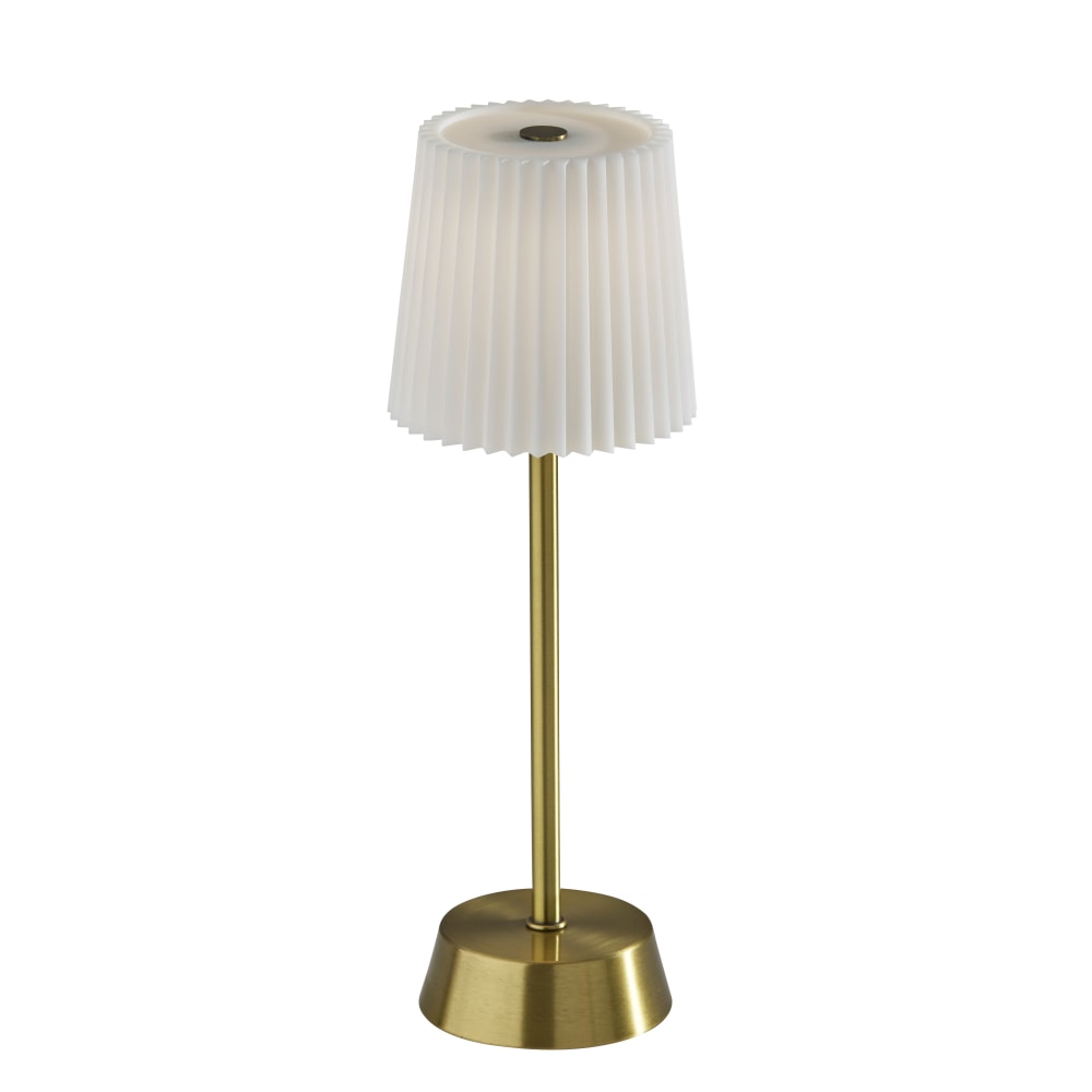 Adesso Bobby Cordless LED Indoor/Outdoor Table Lamp, 14inH, Off-White Shade/Antique Brass ase MPN:3076-21