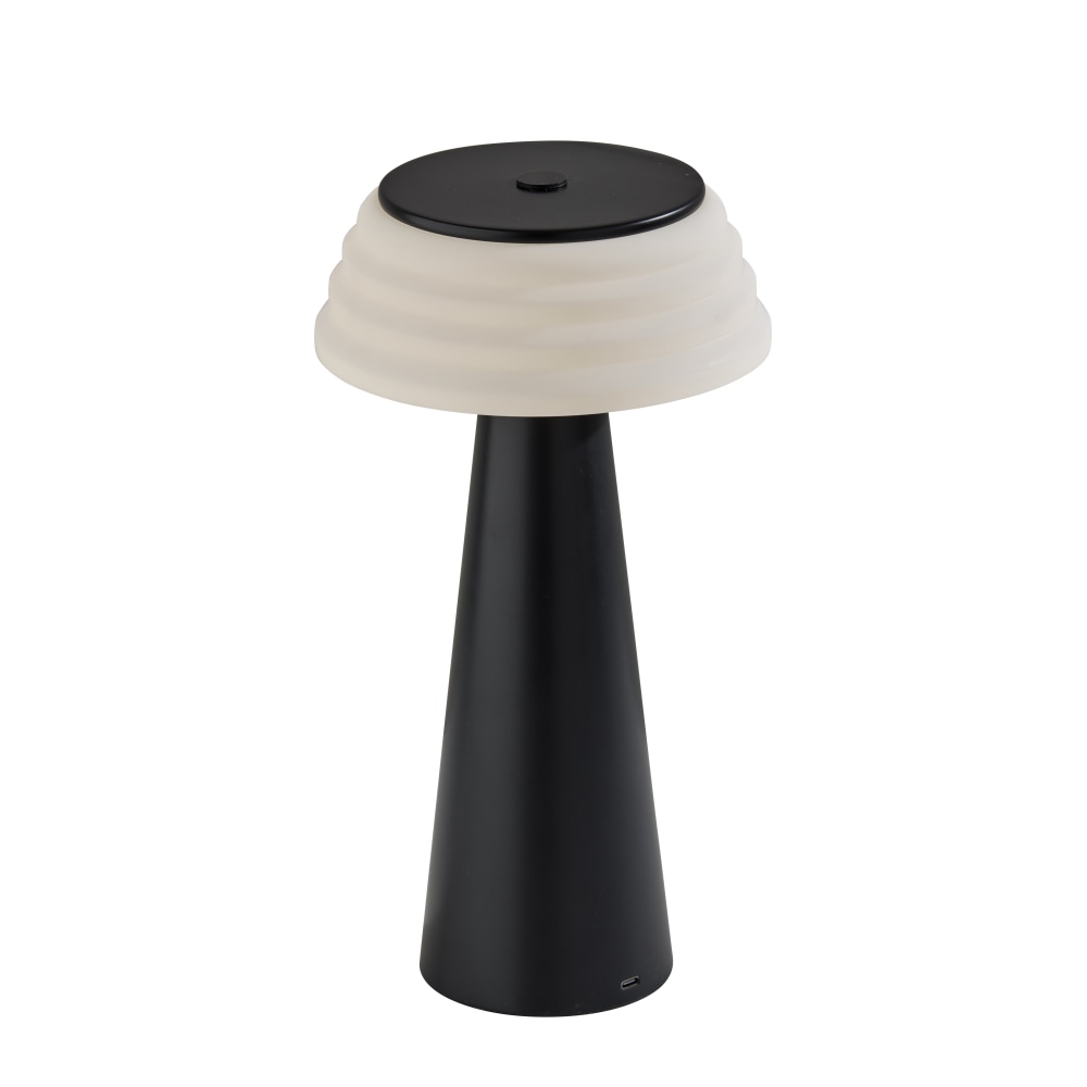 Adesso Jacky Cordless LED Indoor/Outdoor Table Lamp, 12-1/2inH, White Shade/Black Base MPN:3112-01