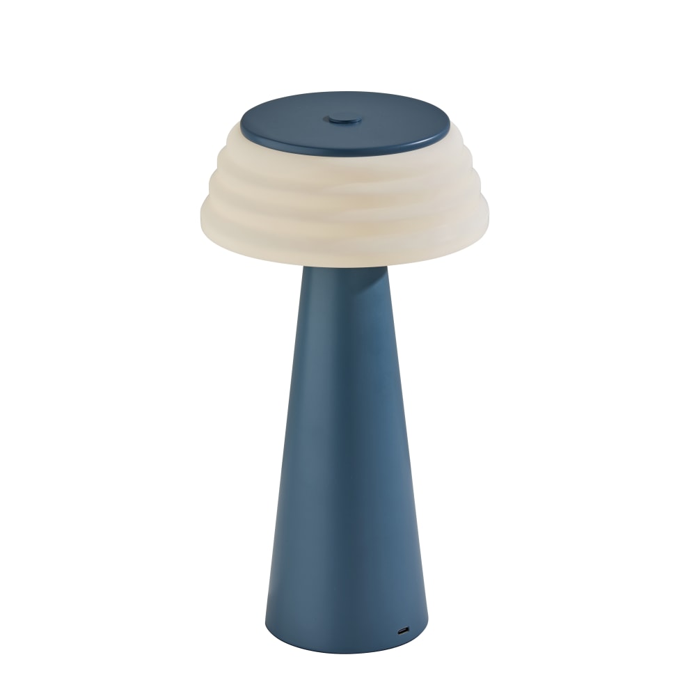 Adesso Jacky Cordless LED Indoor/Outdoor Table Lamp, 12-1/2inH, White Shade/Dusty Blue Base MPN:3112-07