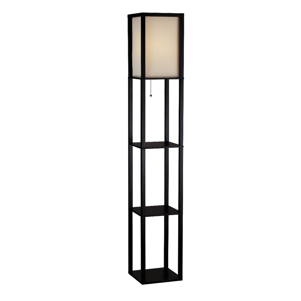Adesso Wright Shelf Floor Lamp, 63in, Black/Natural MPN:3138-01