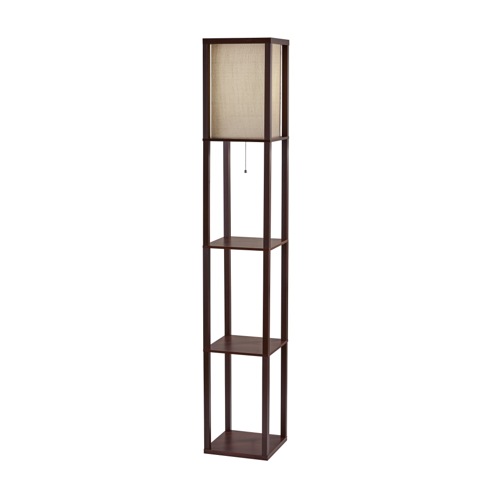 Adesso Wright Shelf Lamp, 63inH, Natural Shade/Walnut Base MPN:3138-15