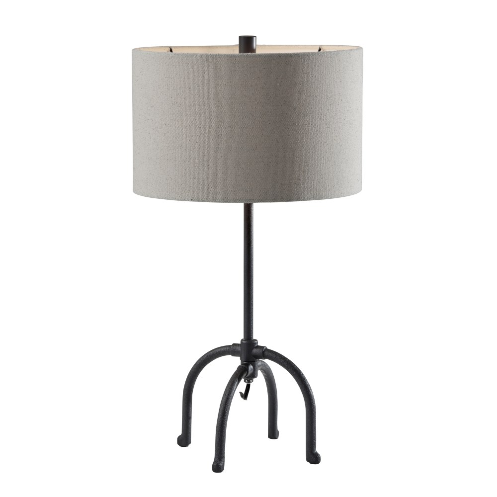 Adesso Silos Wrought Iron Table Lamp, 26inH, Beige Shade/Black Base MPN:3143-01