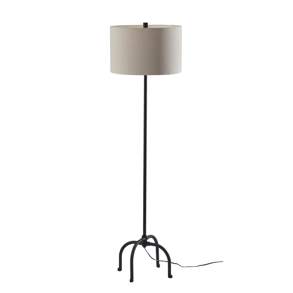 Adesso Silos Wrought Iron Floor Lamp, 60inH, Beige Shade/Black Base MPN:3146-01