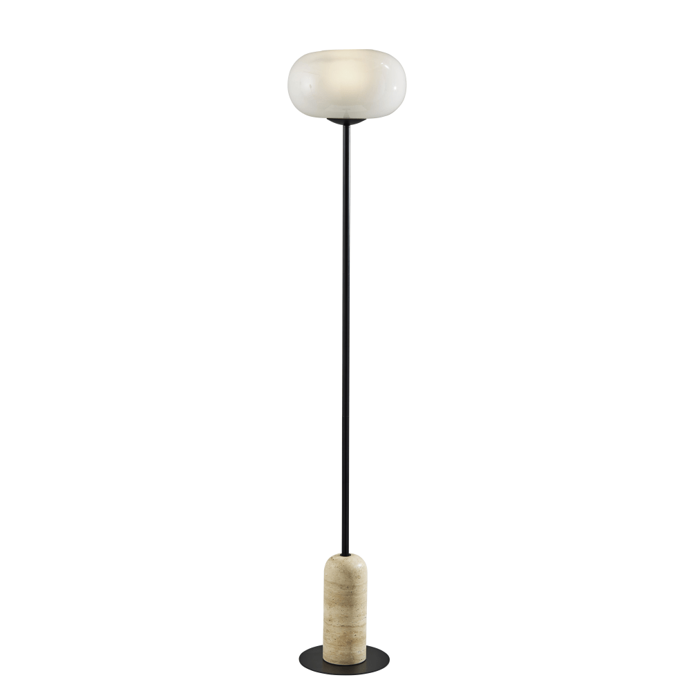 Adesso Byron Floor Lamp, Black/White Glosted Glass Shade MPN:3149-01