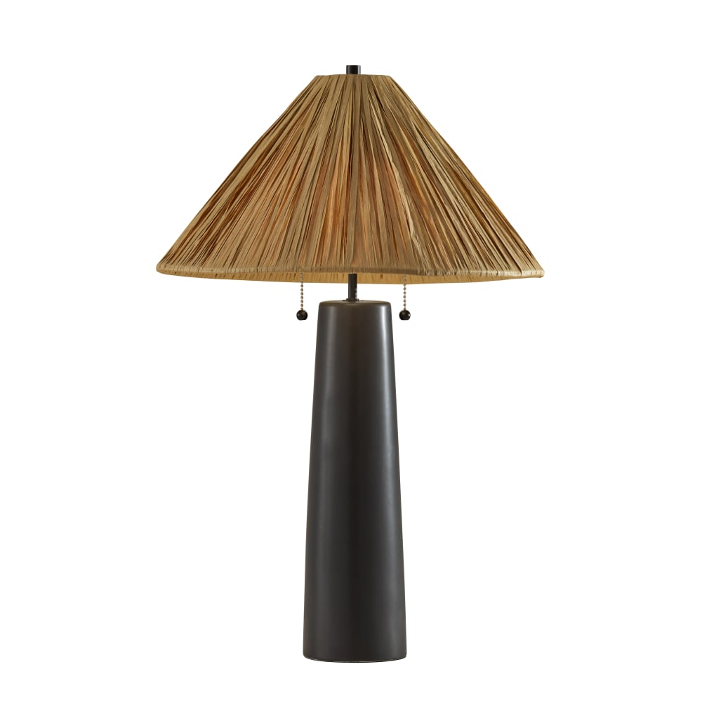 Adesso Waylon Table Lamp, Black/Raffia Grass Shade MPN:3243-01