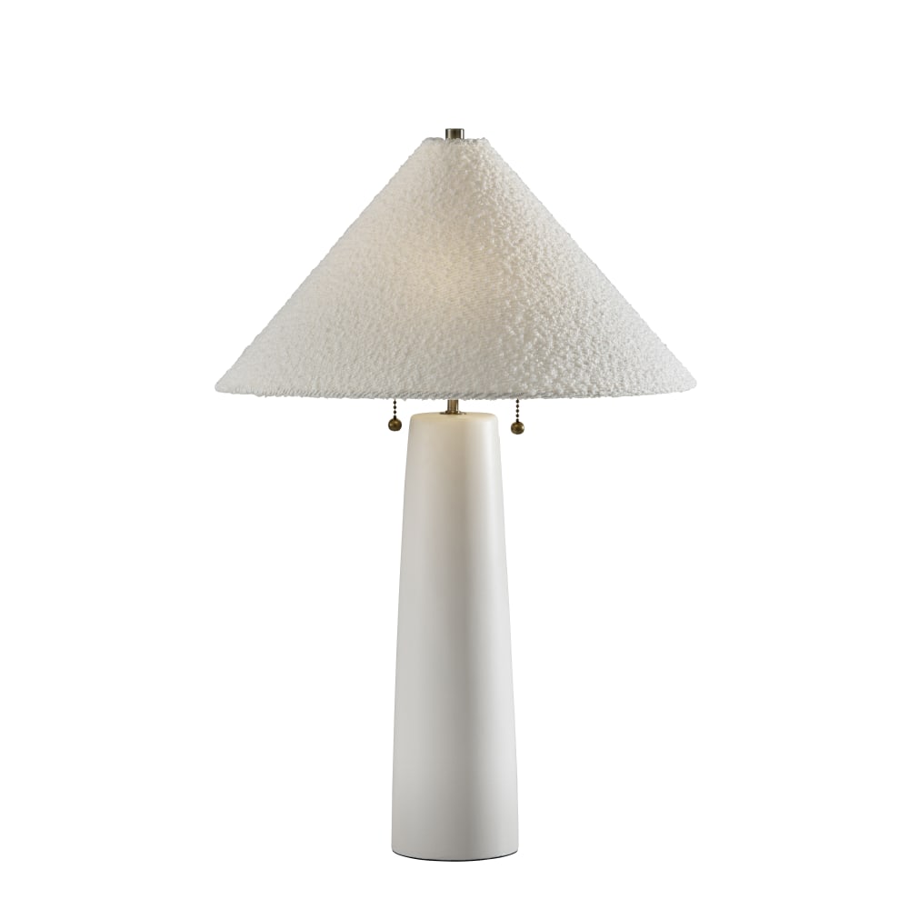 Adesso Waylon Table Lamp, White/White Boucle Fabric Shade MPN:3243-02