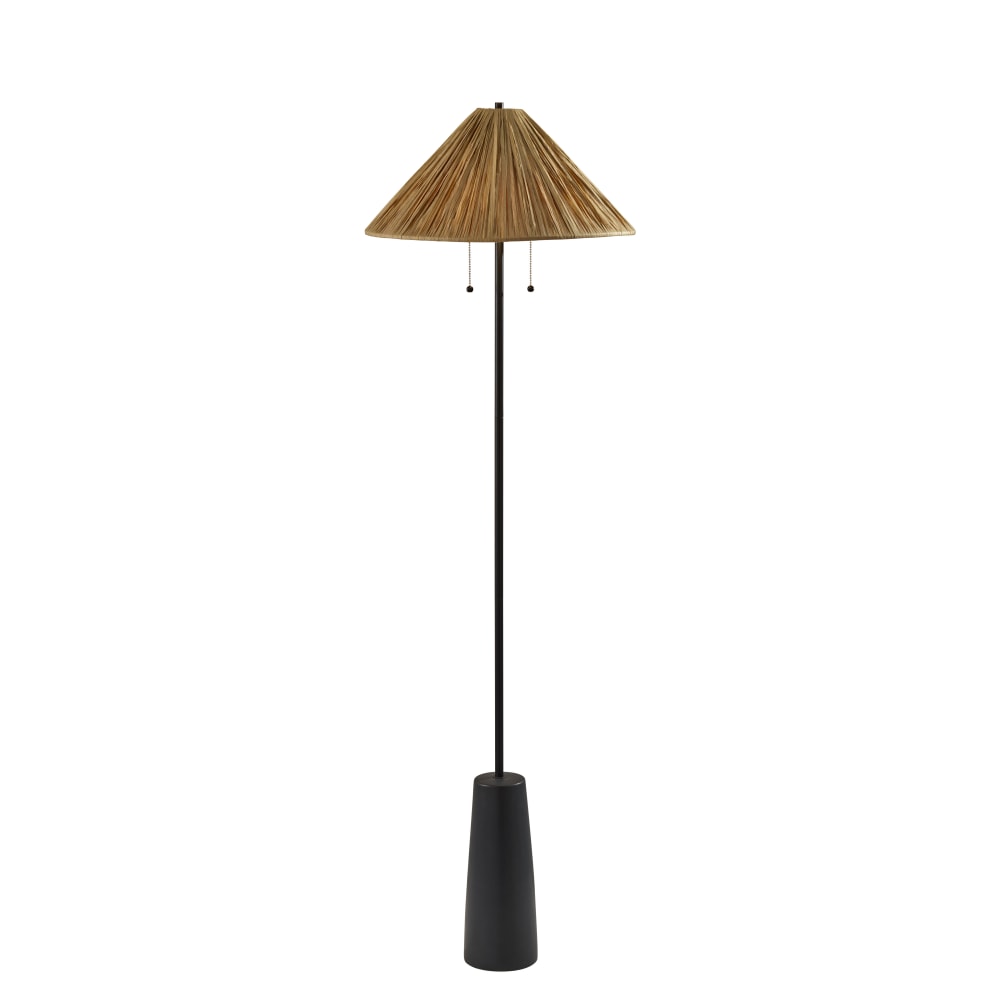 Adesso Waylon Floor Lamp, Black/Raffia Grass Shade MPN:3246-01