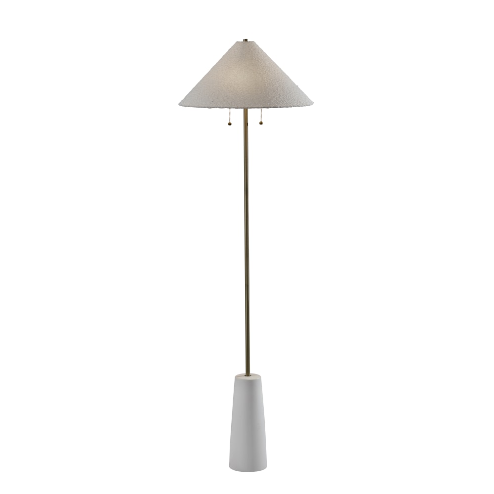 Adesso Waylon Floor Lamp, White/White Boucle Fabric Shade MPN:3246-02