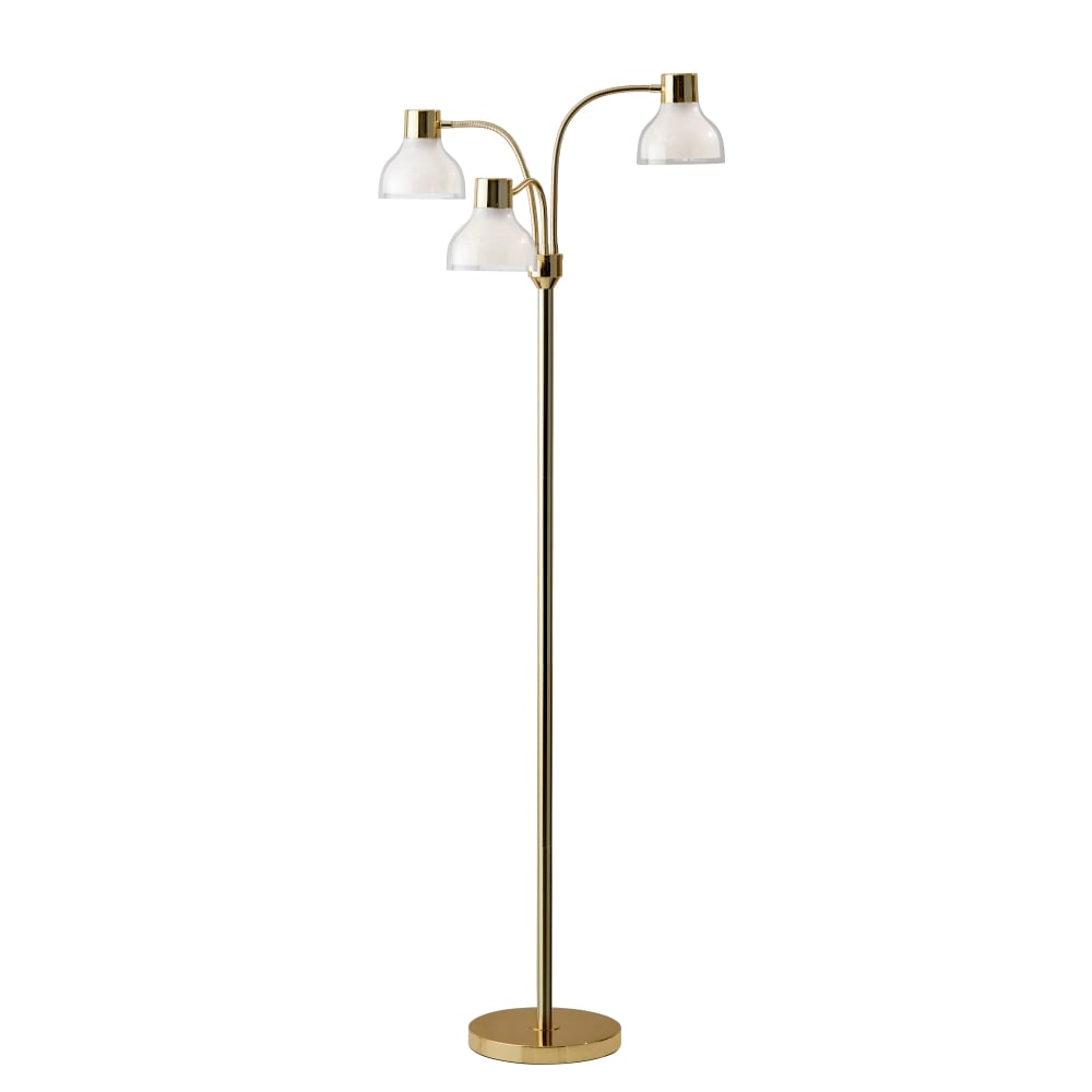 Adesso Presley 3-Arm Floor Lamp, 69inH, Clear Shade/Shiny Gold Base MPN:3566-04