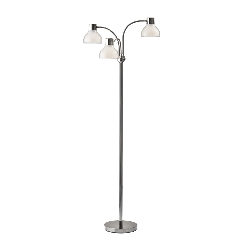 Adesso Presley 3-Arm Floor Lamp, 69inH, Clear Shade/Polished Nickel Base MPN:3566-09