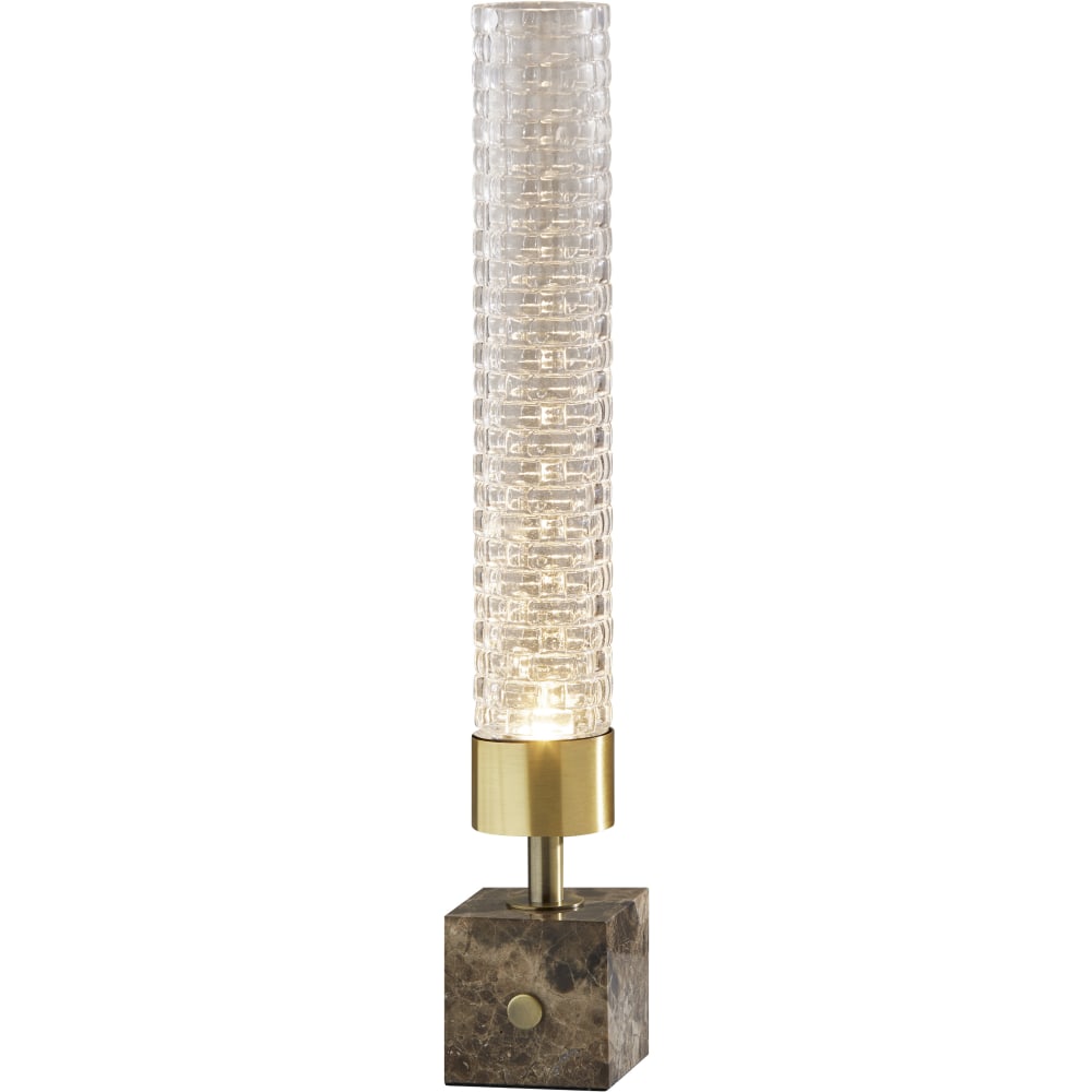Adesso Harriet LED Table Lamp, 19inH, Clear Shade/Brown Marble Base MPN:3697-21