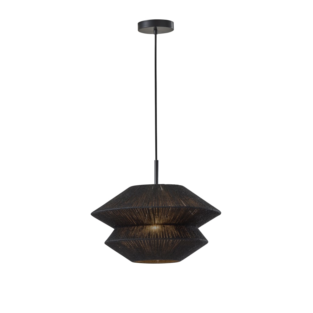 Adesso Gardner Chandelier Pendant Lamp, 17-1/2inW, Black Rope Shade/Black Base MPN:3868-01