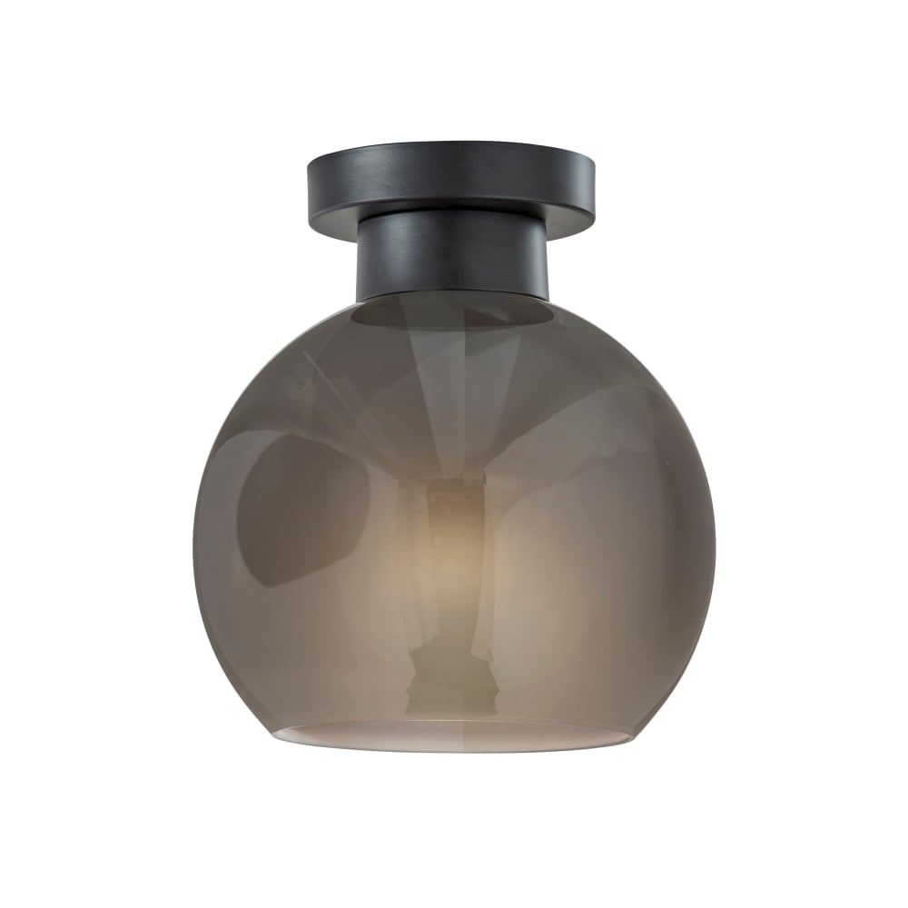 Adesso Atticus Flush Mount Lamp, 9inW, Smoked Glosted Glass Shade/Black Base MPN:3895-01