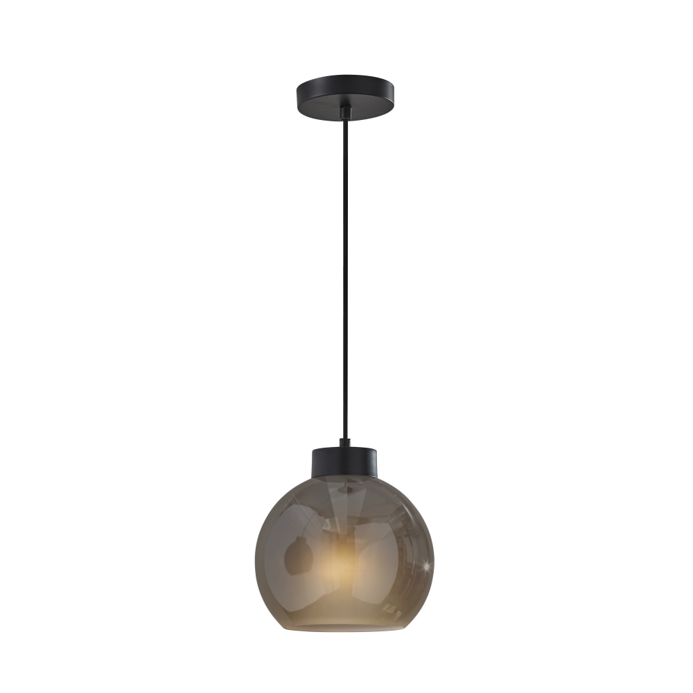 Adesso Atticus Chandelier Pendant Lamp, 9inW, Smoked Glosted Glass Shade/Black Base MPN:3896-01