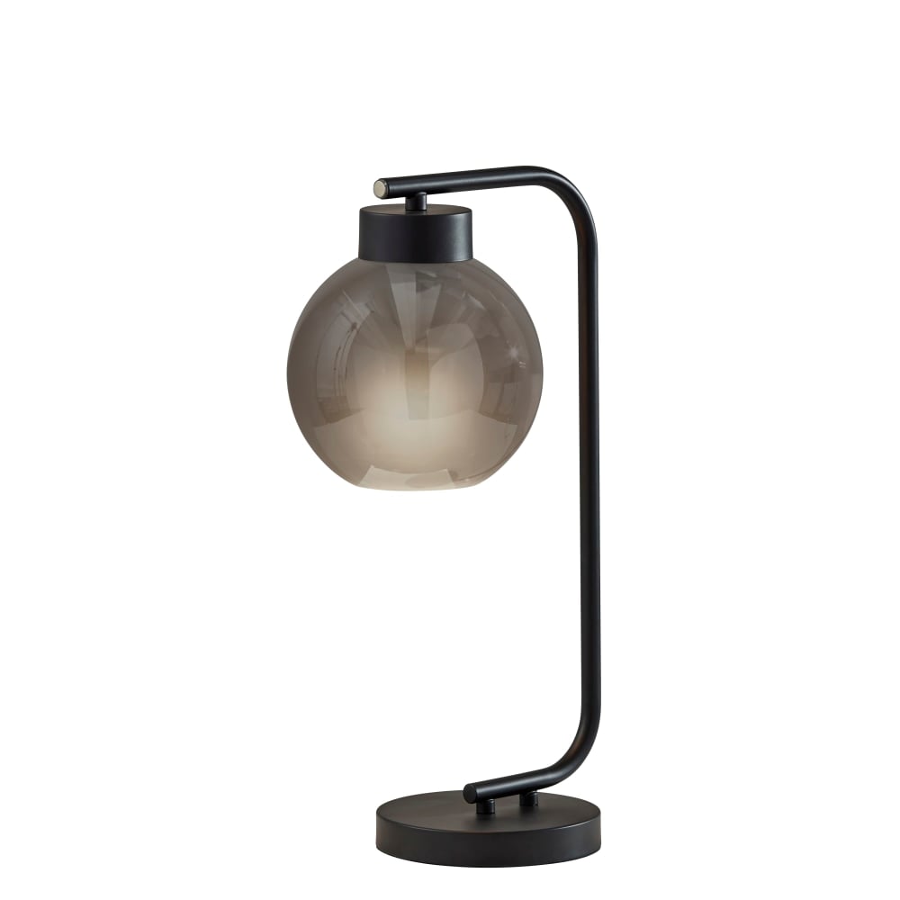 Adesso Atticus Table Lamp, 20inH, Smoked Glosted Glass Shade/Black Base MPN:3897-01