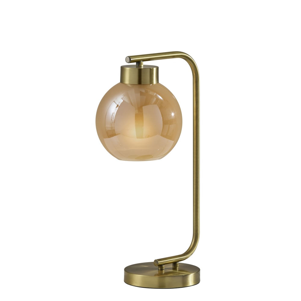 Adesso Atticus Table Lamp, 20inH, Amber Glosted Glass Shade/Antique Brass Base MPN:3897-21