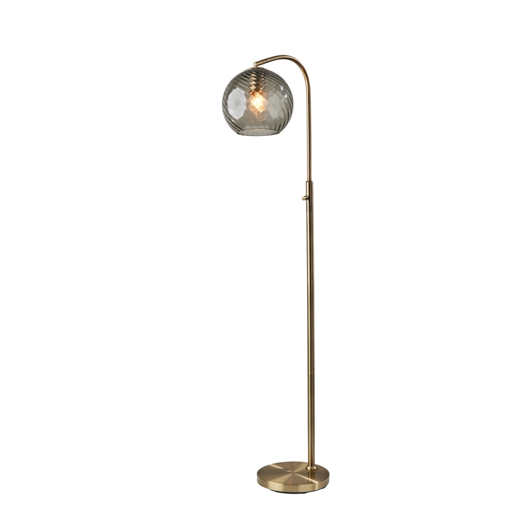 Adesso Camden Floor Lamp, 58-1/4inH, Smoked Swirled Glass Shade/Antique Brass Base MPN:3928-21