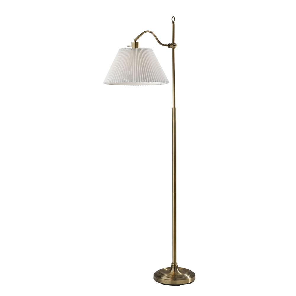 Adesso Derby Floor Lamp, 64-3/4inH, White/Antique Brass MPN:3943-21
