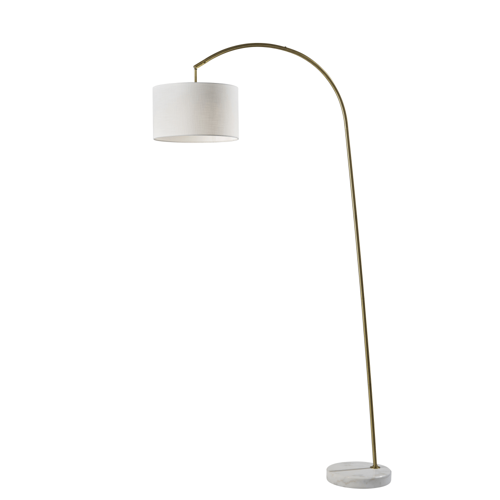 Adesso Chrystie Arc Floor Lamp, 83-1/2inH, White Shade/White Marble Base MPN:4053-21