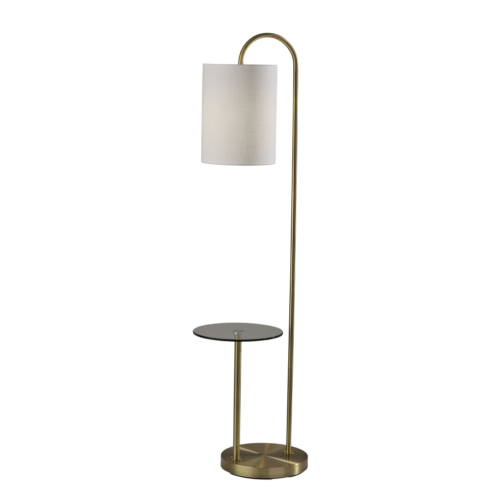 Adesso Amira 1-Shelf Floor Lamp, 64inH, White Shade/Antique Brass Base MPN:4062-21